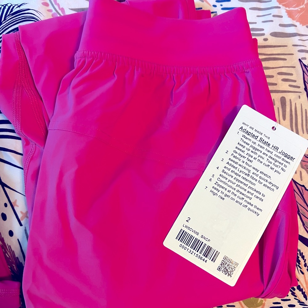 Lululemon adapted state HR joggers size 2 in Sonic pink!